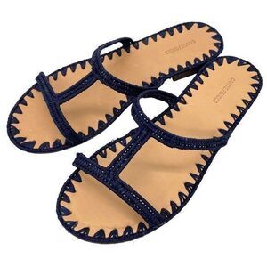 Carrie Forbes Iris Woven Raffia Slide Sandals